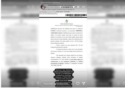 Pamela Sosa celebró en sus redes sociales la medida de la Cámara de Casación que inhabilitó a Aníbal Lotocki para el ejercicio de su profesión