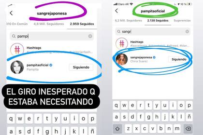 Pampita Ardohain y la China Suárez comenzaron a seguirse en Instagram.