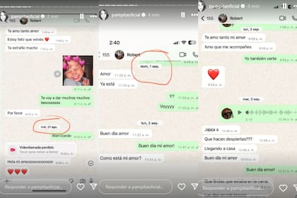 Pampita compartió sus chats con Roberto García Moritán para enfatizar las fechas de la separación (Foto: Instagram @pampitaoficial)