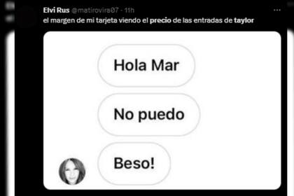Pampita estuvo presente en los memes por las entradas de Taylor Swift
(Captura Twitter)