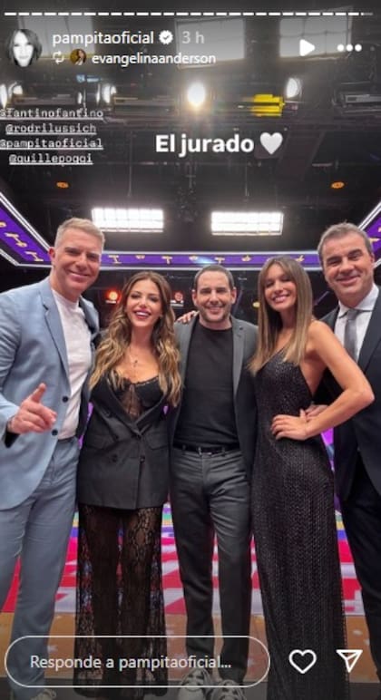 Pampita junto al jurado de Por amor o por dinero