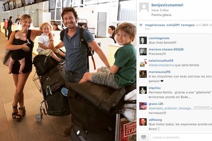 Pampita y Benjamín con sus 3 hijos, Bautista, Beltrán y Benicio recién llegados de Miami