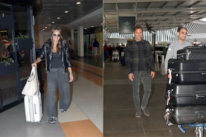 Pampita y Martín Pepa llegando a Ezeiza
