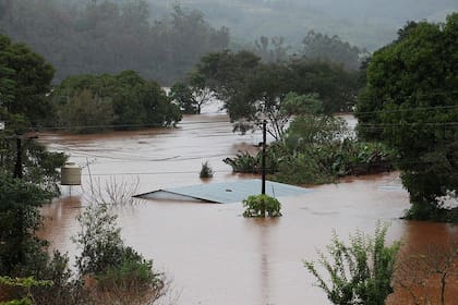 Panambí, totalmente inundado por la creciente del río Uruguay