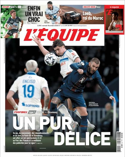 Panichelli, en la tapa de L'Equipe de este sábado