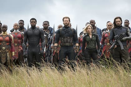 Pantera Negra, Capitán América, Black Widow y el Soldado del Invierno, en una escena de Avengers: Infinity War