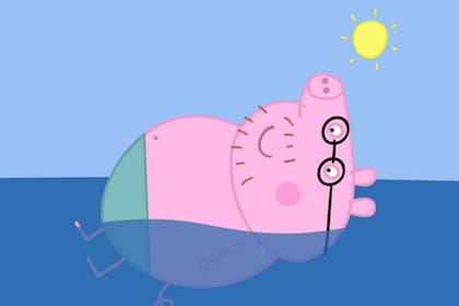 Papá cerdito, muy preocupado por el descanso
