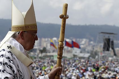 El Papa Francisco durante una misa en su visita por Ecuador