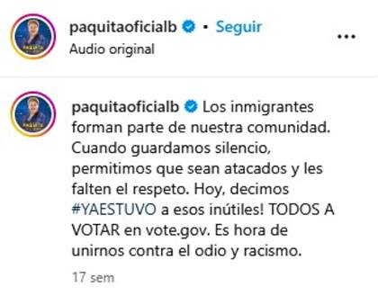 Paquita la del Barrio se unió a una iniciativa de artistas mexicanos en contra de la campaña de odio de Trump