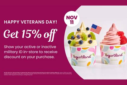 Para acceder a los descuentos y productos gratuitos se requiere alguna identificación militar. (yogurtland)
