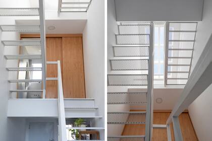 Para aligerar el recorrido de la escalera de hierro y malla metálica, se coronó con este techo transparente.