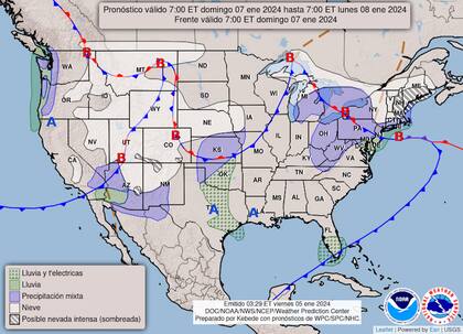 Para el domingo buena parte de Estados Unidos estará cubierta de nieve por las tormentas invernales