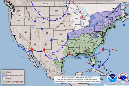Para el domingo, buena parte de la mitad este de Estados Unidos tendrá alteraciones del clima debido a la tormenta invernal