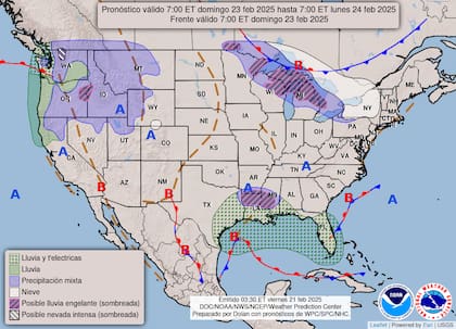 Para el domingo, el clima en Estados Unidos recibirá temperaturas más agradables, pero con sectores bajo la influencia de un río atmosférico