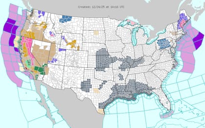 Para el periodo festivo de Navidad, Estados Unidos experimentará condiciones invernales significativas