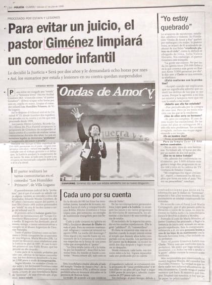Para escapar los juicios, el pastor Giménez optó siempre por pagar fianza y hacer servicio comunitario; así lo mostró en dos de los casos más escandalosos de su historia