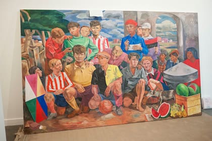 Para la exhibición "Figuritas. Apariciones futboleras en el arte argentino", la artista Laura Ojeda Bär copió una obra de Berni que es propiedad del MoMA