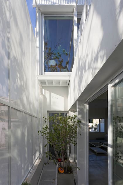 Para la expansión del primer piso, se creó un vacío en doble altura con plantas para aprovechar cada m2.