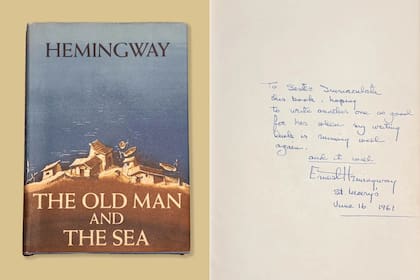 “Para la hermana Immaculata: este libro, con la esperanza de escribir otro tan bueno para ella cuando mi suerte como escritor vuelva a funcionar bien. Y lo hará”, reza la dedicatoria firmada por Hemingway