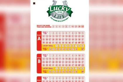 Para participar del sorteo Lucky for life se deben elegir cinco números entre 1 y 48 y otro de Lucky Ball entre 1 y 18