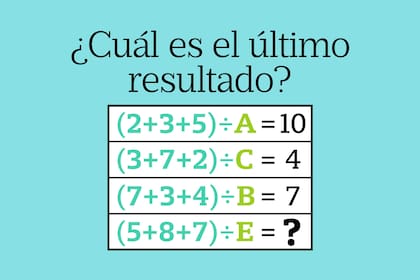 Para poder resolverlo primero deberás descubrir a qué valor equivale cada letra