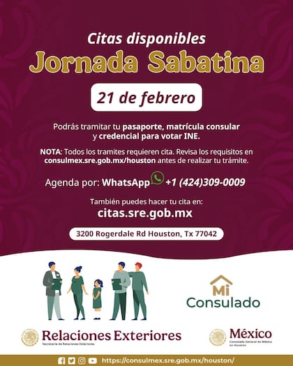 Para realizar los trámites, es necesario agendar una cita con anterioridad (X/@ConsulMexHou)