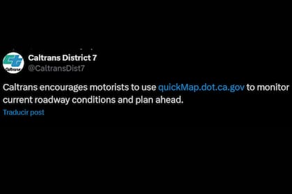 Para seguir en tiempo real la evolución de los cierres por la emergencia se recomienda utilizar los mapas rápidos de Caltrans. (X Caltrans)