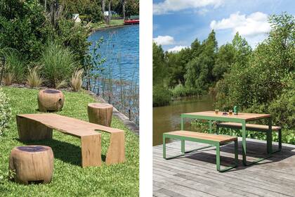 Para sentarse a comer, dos juegos que pueden quedar al aire libre y resistir al paso del tiempo.
