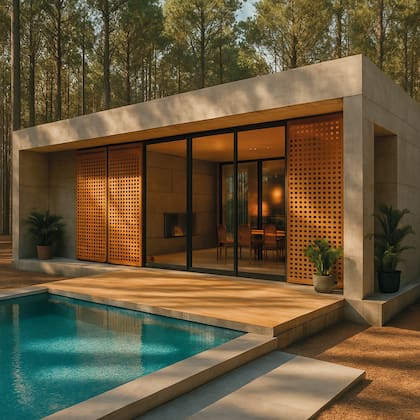 Parasoles y divisores de ducha Mutsharabi, completamente livianos y resistentes. Aluminio 100% en acabados simil madera, blanco y aluminio pulido.