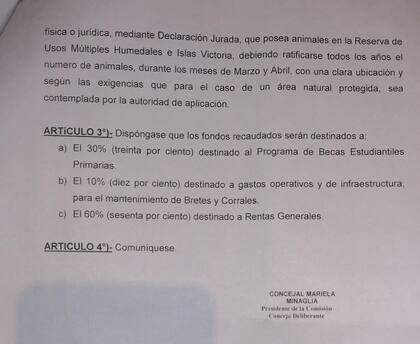 Parte de la ordenanza del municipio de Victoria