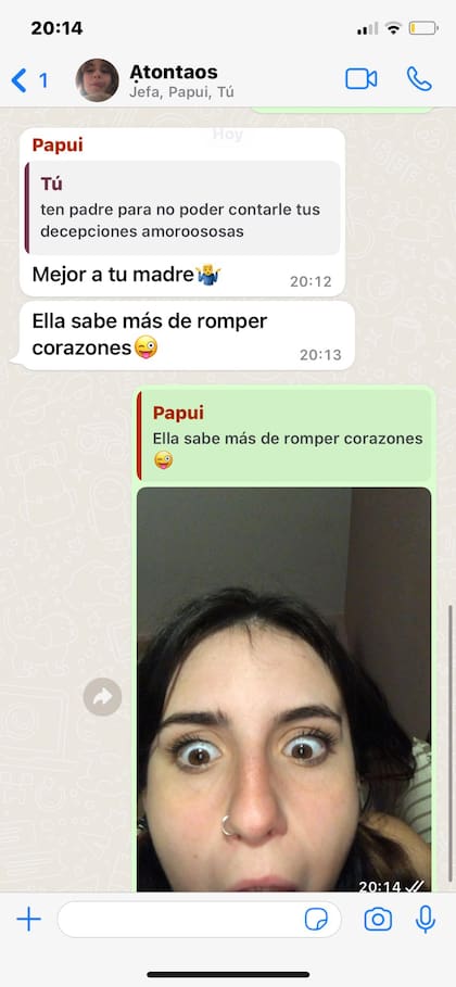 Parte del diálogo publicado por la joven