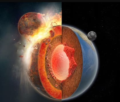 Parte del planeta que colisionó con la Tierra también quedó enterrado en lo profundo del manto que la cubre