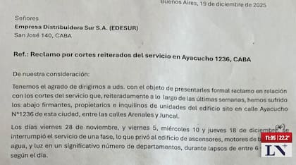 Parte del reclamo escrito que presentaron los vecinos