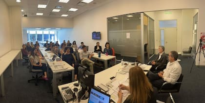 Parte del staff docente de la Maestría en el primer día de clases