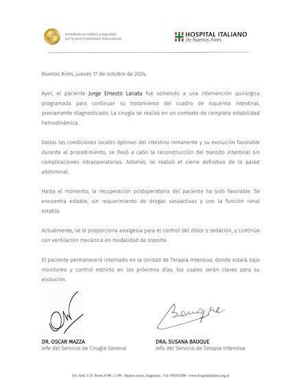 Parte médico del Hospital Italiano. Lanata