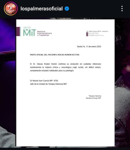 Parte oficial de Rubén "Cacho" Deicas"