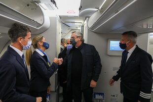 Partida del presidente Alberto Fernández a su gira por Portugal, España, Francia e Italia