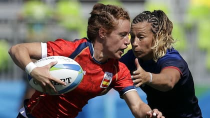 Partido de rugby femenino entre España y Francia durante los Juegos Olímpicos de Río 2016