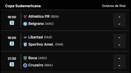 Partidos de este jueves 15 de agosto en la Copa Sudamericana