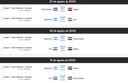 Partidos y horarios del grupo F del Mundial de vóleibol 2022