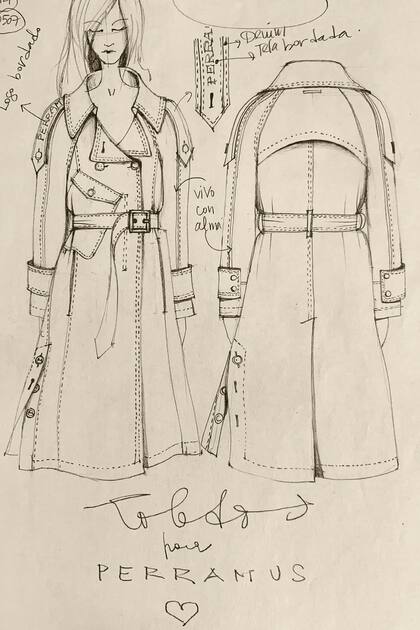 Paso a paso, el boceto de un trench diseñado por Toledo