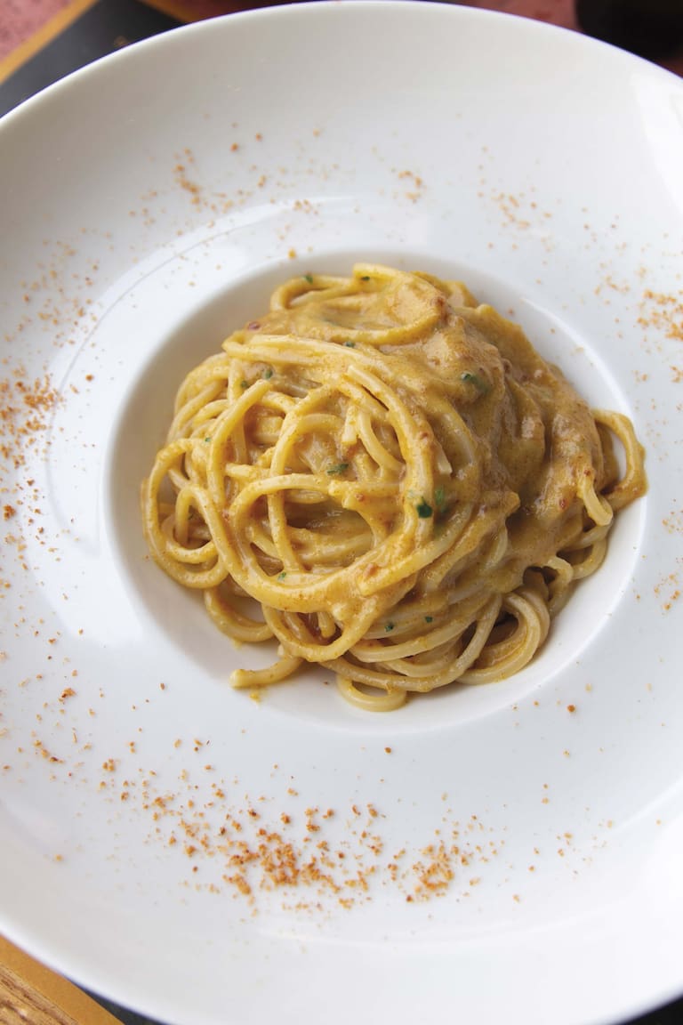 Pasta alla bottarga en el restaurante Mario Miele, en Tortoli