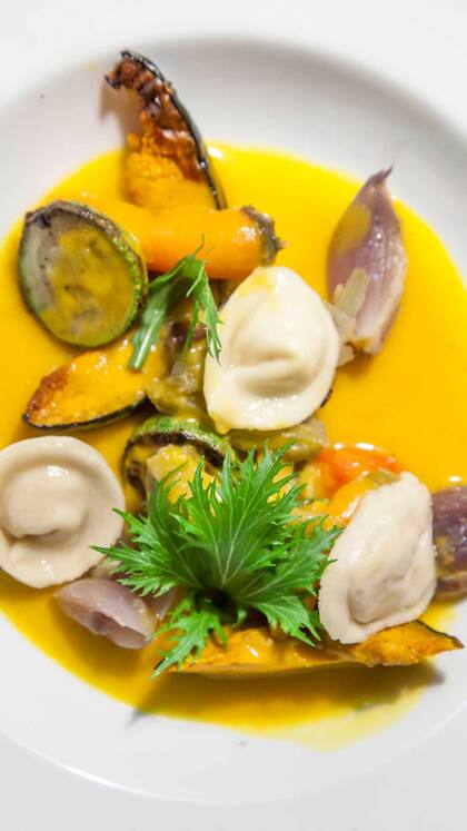 Pasta con frutos de mar en El Atelier.