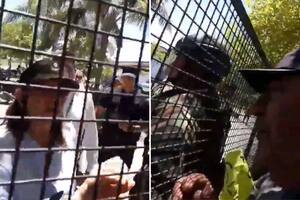 Patricia Bullrich frente al padre del gendarme