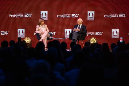 Patricia Bullrich y Paolo Rocca, en el seminario ProPymes.