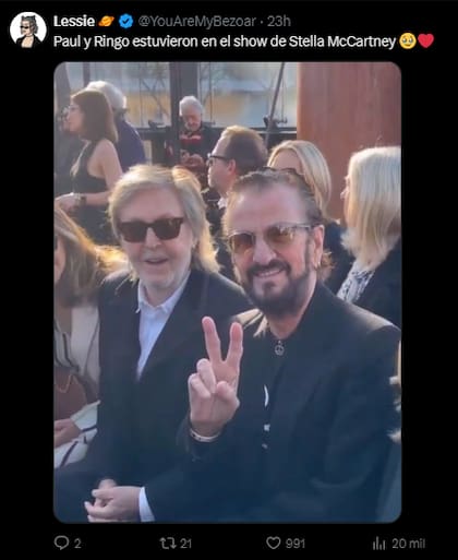 Paul McCartney y Ringo Starr, juntos en la Semana de la Moda de París (Foto: X)