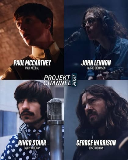 Paul Mescal como Paul McCartney, Harris Dickinson como John Lennon, Barry Keoghan como Ringo Starr y Joseph Quinn como George Harrison