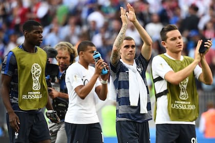 Paul Pogba, Kylian Mbappe y Antoine Griezmann