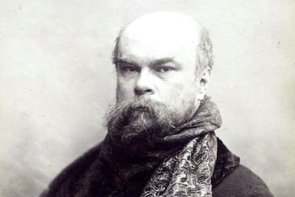 Paul Verlaine, era mayor que Rimbaud y mantuvo una tormentosa relación con él, aquí a los 49 años, retrato de Otto Wegener