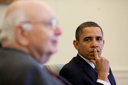 Paul Volcker con Barack Obama